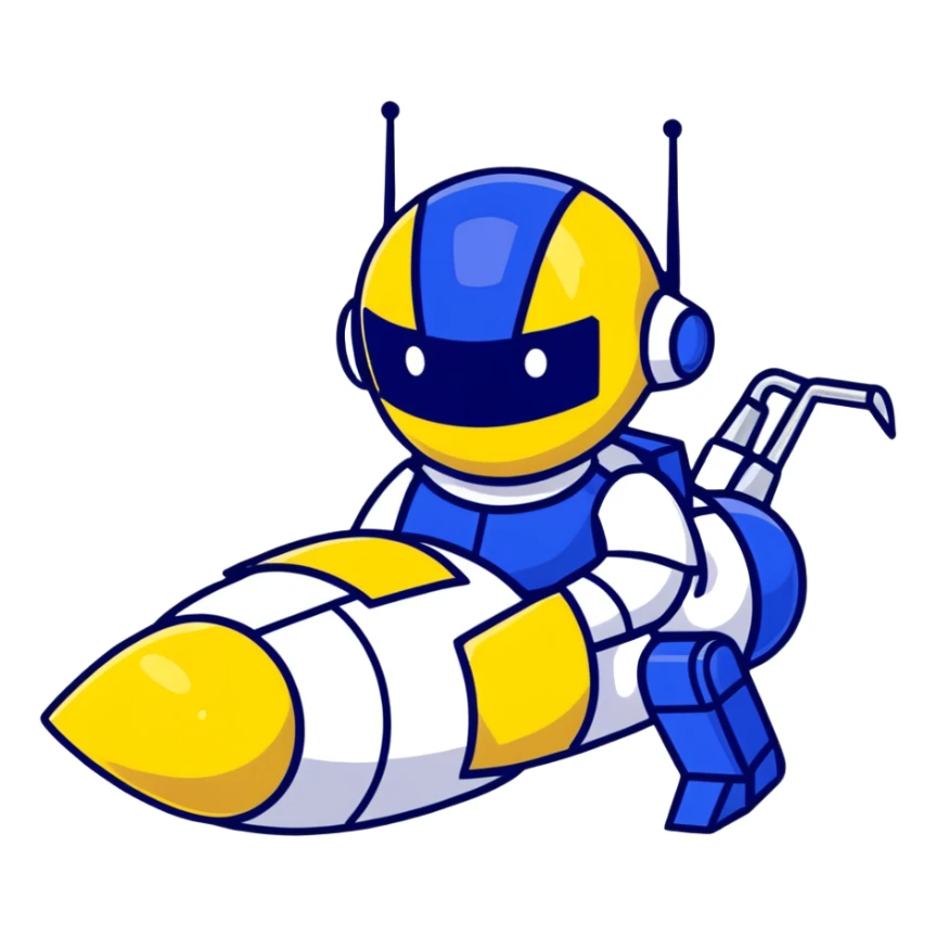 simple transformer robot in royal blue, black, and silver, cute animated look sticker