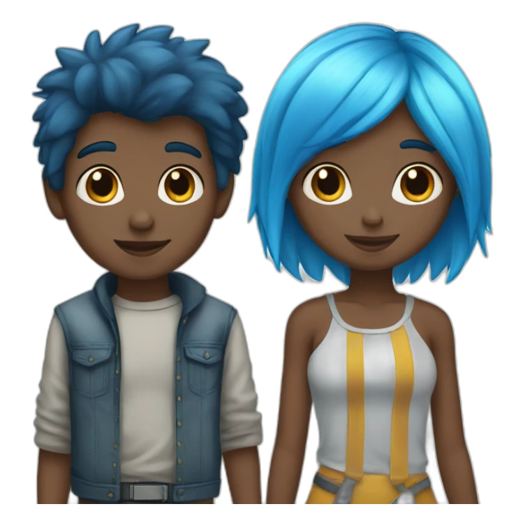 Blue-haired-boy-and-black-straight-haired-girl sticker