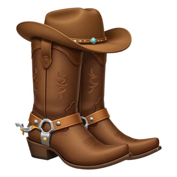 cowboy boot with spurs and a cowboy hat on top sticker