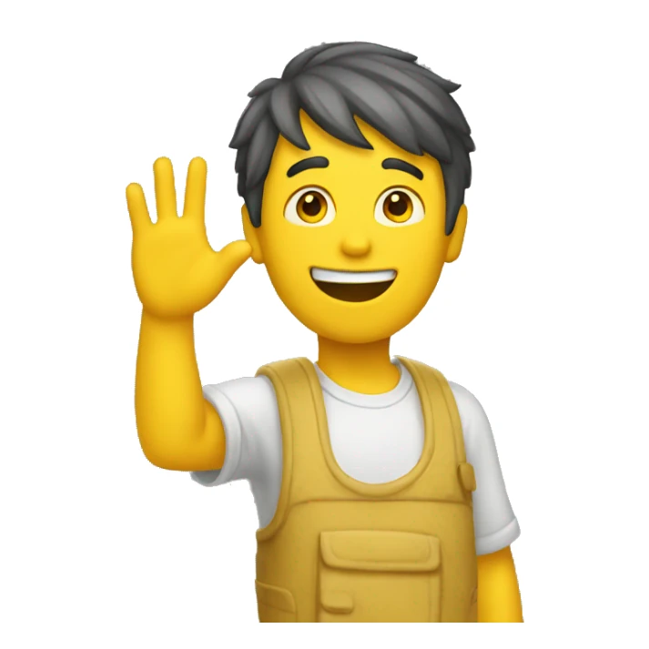 A guy with yellow skin waving and saying hi sticker