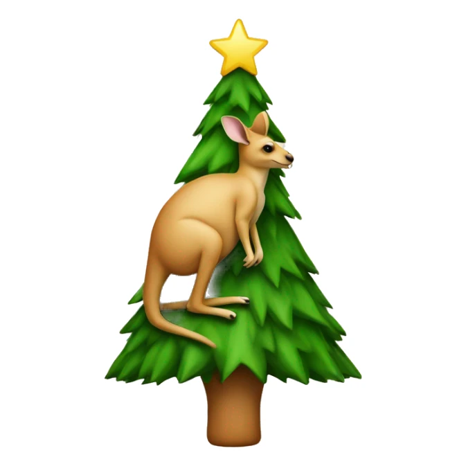 A kangaroo shaped like a Christmas tree, with a star on its head sticker
