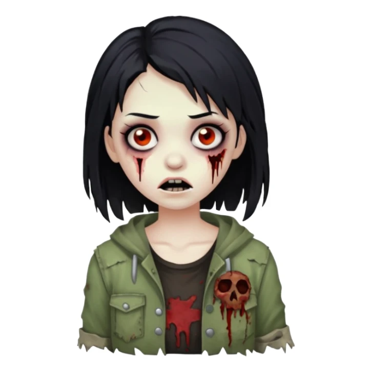 girl zombie with black hair emoji sticker