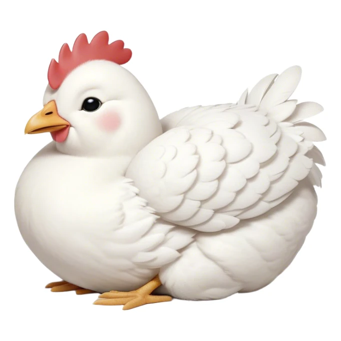 Meme-Worthy Cute Sleeping White Chicken Portrait Emoji, Head resting peacefully with a contented smile, showcasing a delightfully compact build and a luxuriously soft white plumage, eyes shut in a serene, restful nap, Simplified yet hilariously adorable features, highly detailed, glowing with a soft, drowsy light, high shine, relaxed and utterly lovable, stylized with an air of playful laziness, bright and heartwarming, soft glowing outline, capturing the essence of a comically sleepy chicken, so meme-worthy it feels like it could instantly become the next viral sensation of adorable slumber! sticker