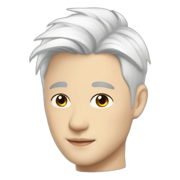 Short hair - white hair - Chinese - handsome - Stud ears sticker