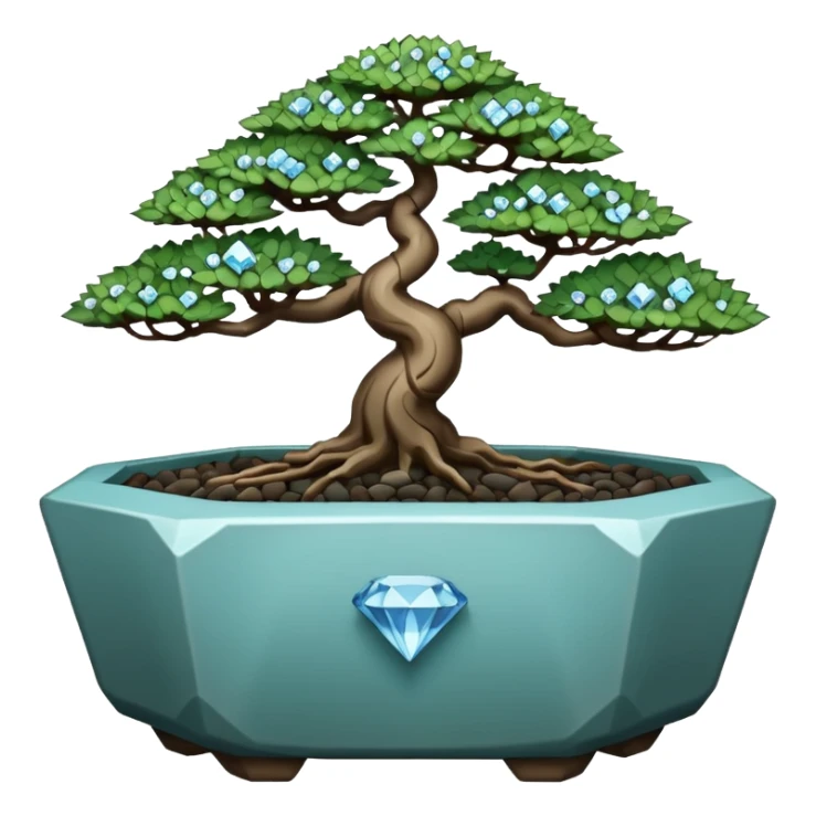 diamond bonsai pot gemstone black outline no colou sticker