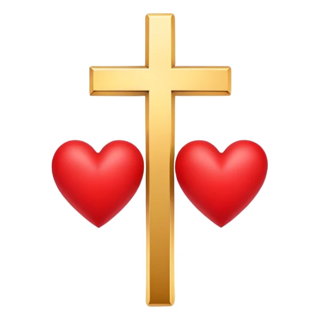 Two red hearts united by a gold cross  sticker