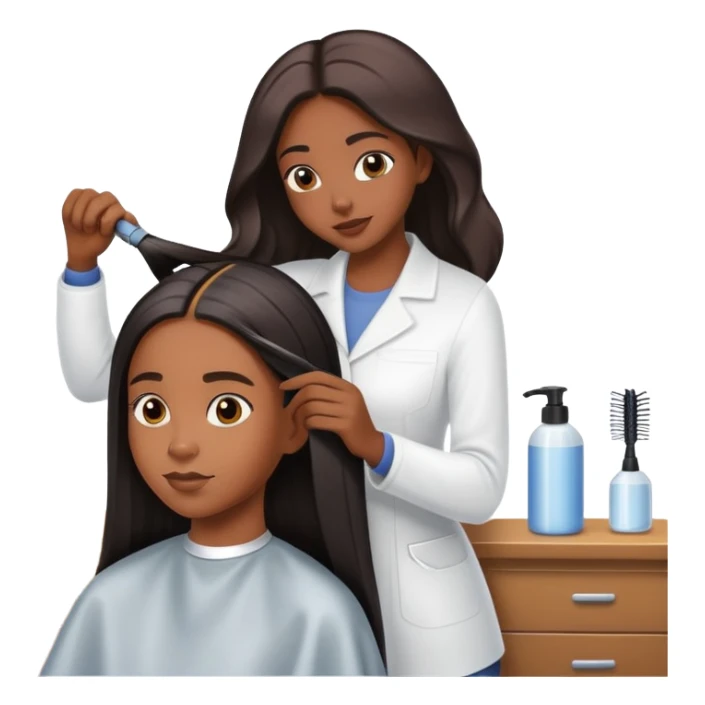 Black girl getting her hair straightened  sticker