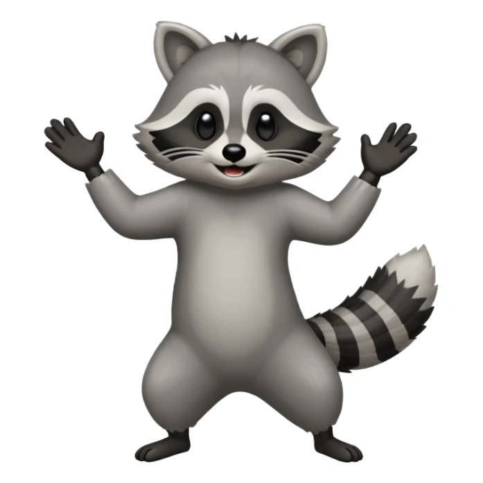 a full body raccoon celebrating / dancing  sticker