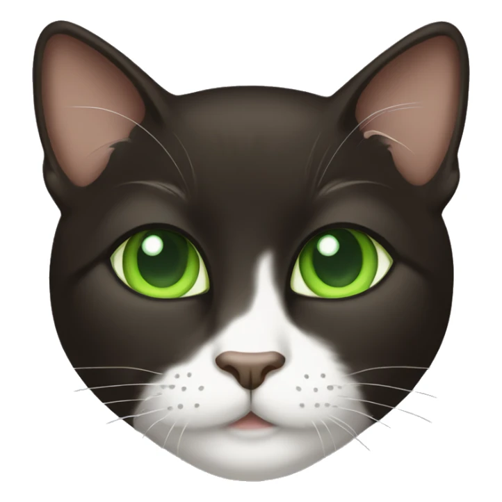 Dark brown Tuxedo cat with green eyes sticker