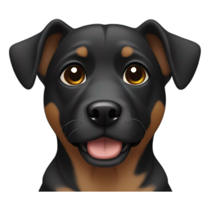 Black small mixed breed dog with down turned ears and brown face accents sticker