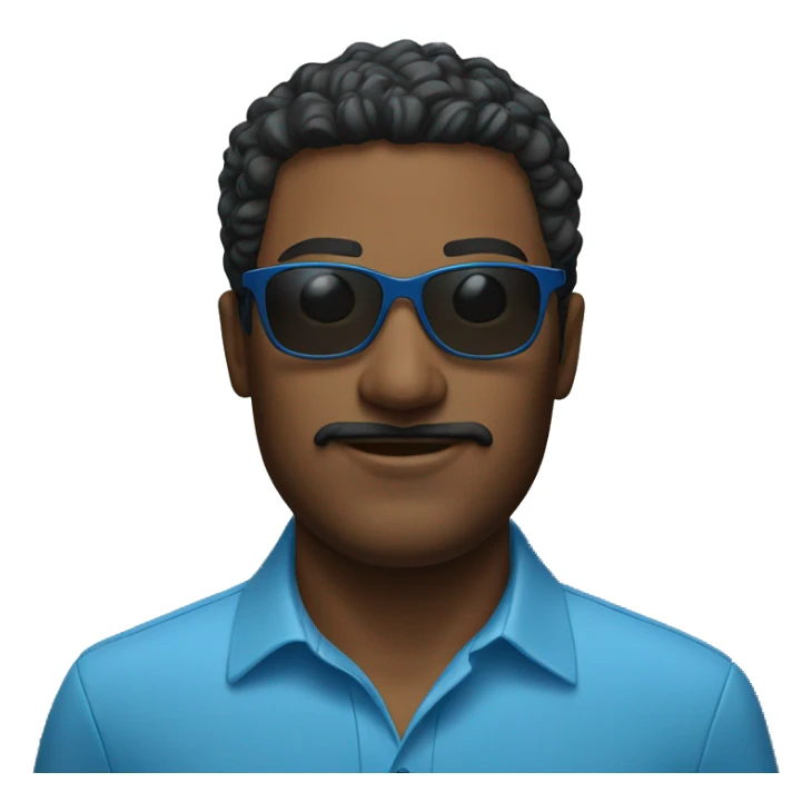 blue shirt portrait of man with sunglasses sticker