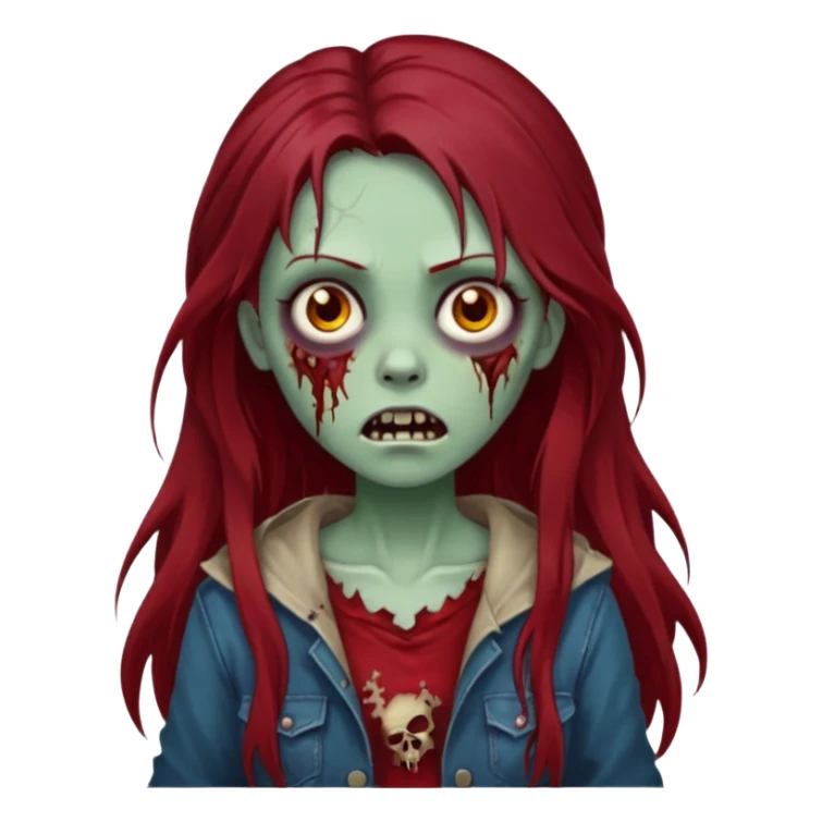 A zombie girl with dark red long hair sticker