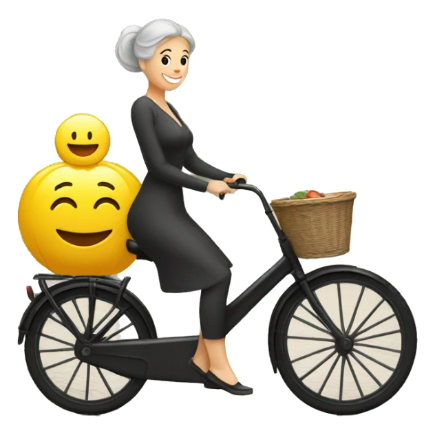 geef een emoji van een bakfiets met vrouw sticker