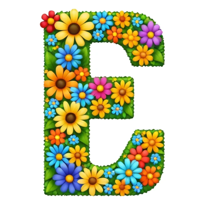 number 7 made of colorful flowers, emoji style sticker