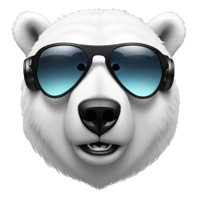 polar bear head, dj, wearing sunglasses and over ear headphones sticker