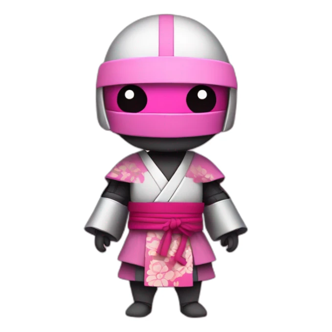 robo ninja avec un kimono et bandeau rose sticker