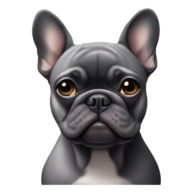 Black French bulldog X pug frowning face grey chin  sticker