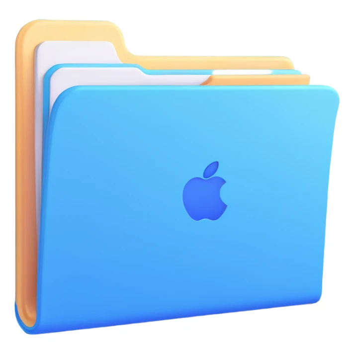 exact default Mac OS folder icon with tab design in light pastel blue color sticker