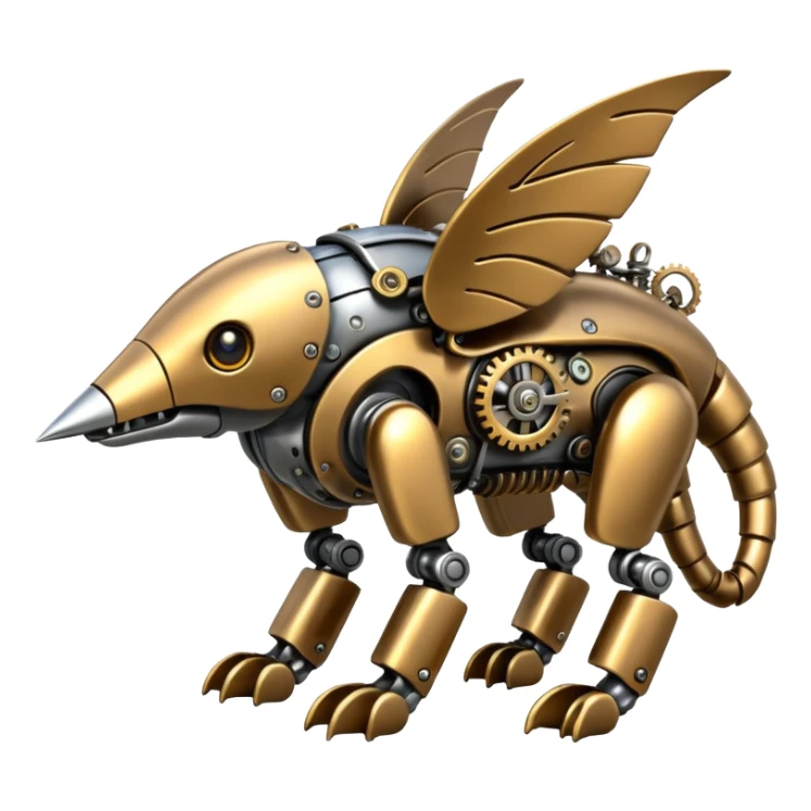a Futuristic mechanical steampunk-aesthetic-styled alloy animal-creature sticker
