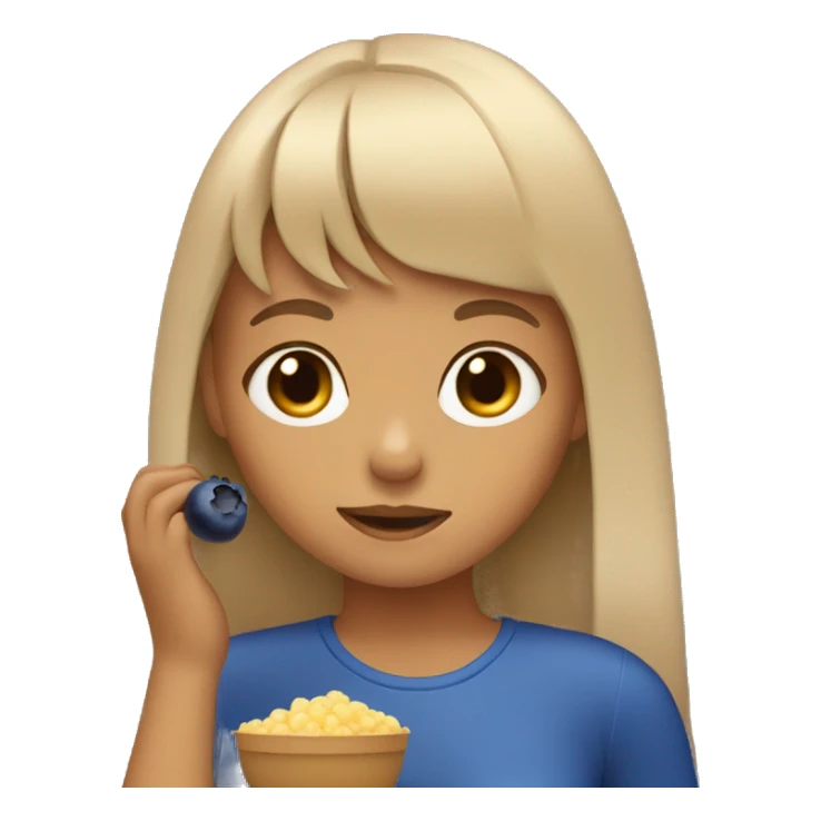 tan girl with bangs eating blueberries sticker