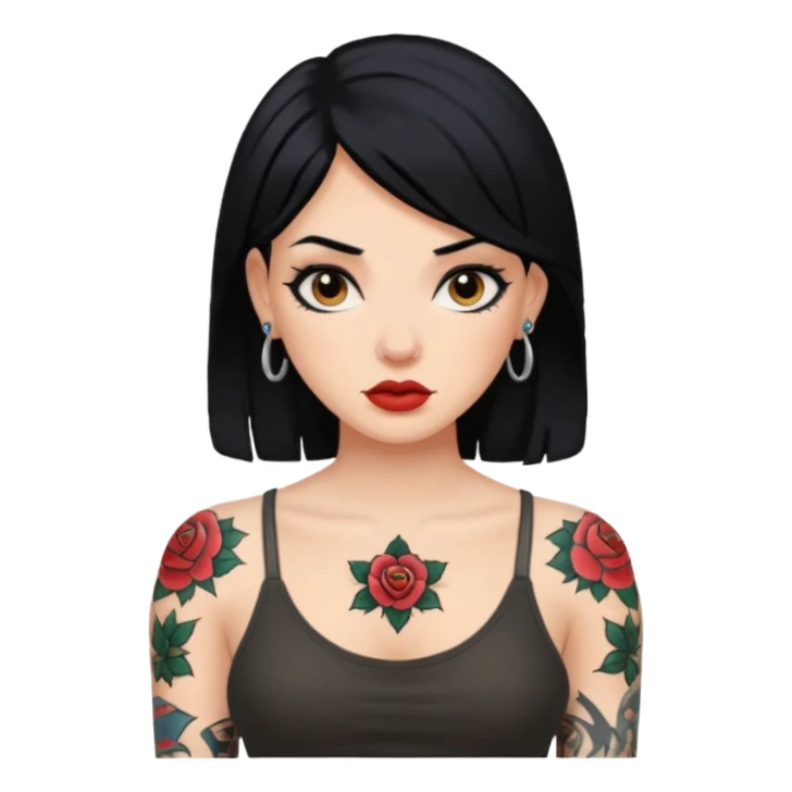 Women with black hair and tattoos  sticker