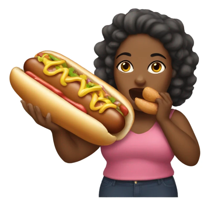 Fat Black girl eating  a hot dog  sticker