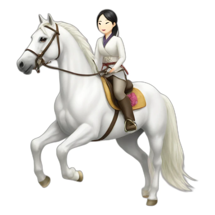 white horse riding japanese girl sticker
