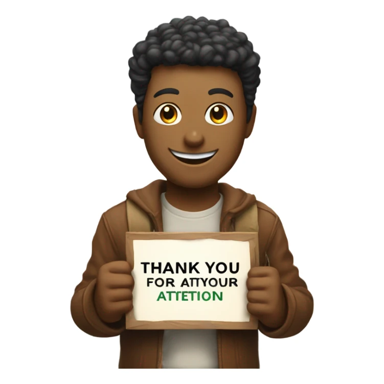 a smile face with sign saying thank you for your attentio sticker