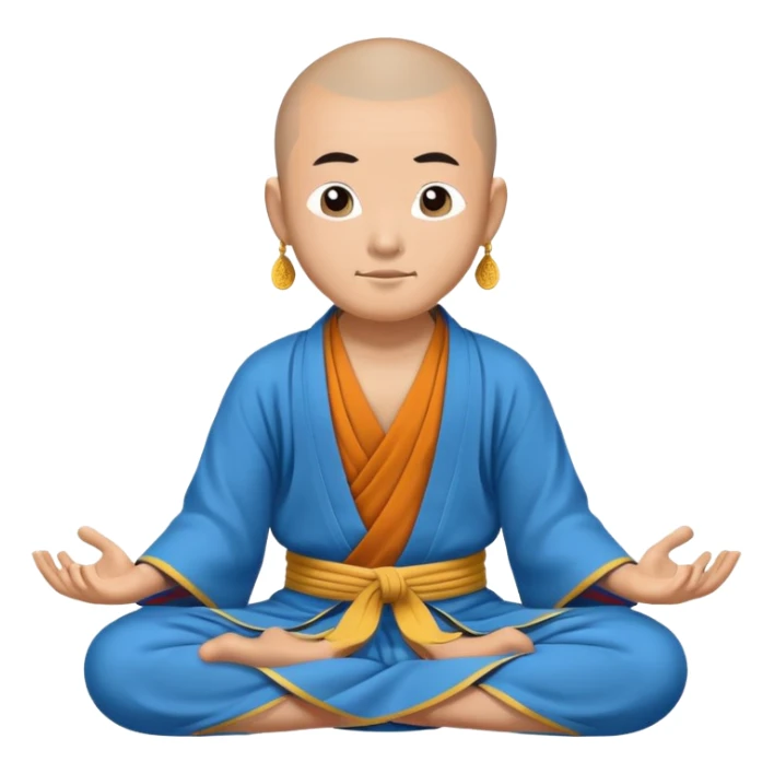 Tibetan monk floating in lotus pose in a blue kimono sticker