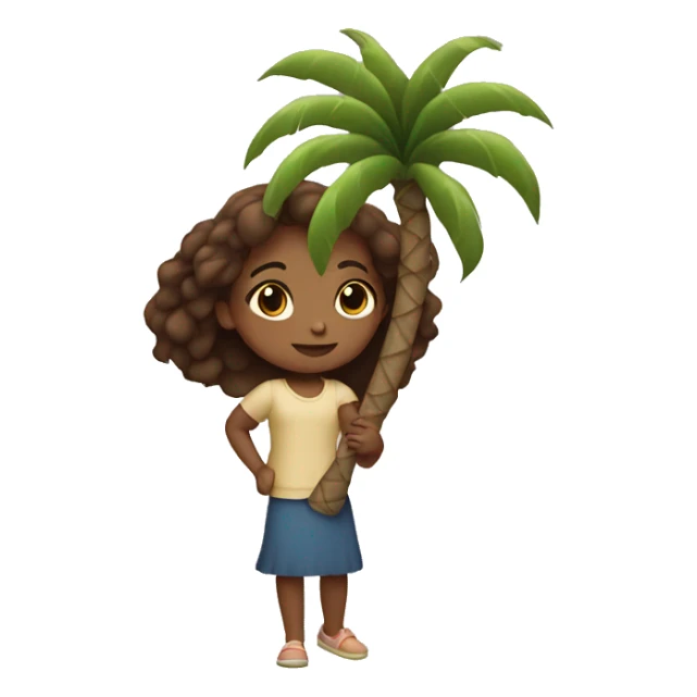 Girl carrying small palm tree sticker