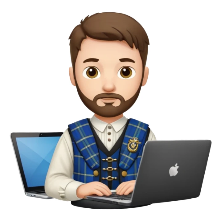 SCOTTISH MAN WITH STUBBLE PRODUCER ON LAPTOP  sticker