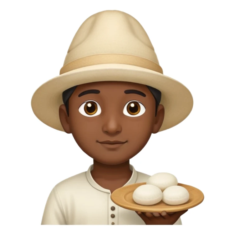 An Indian boy with a hat and idli in hand sticker