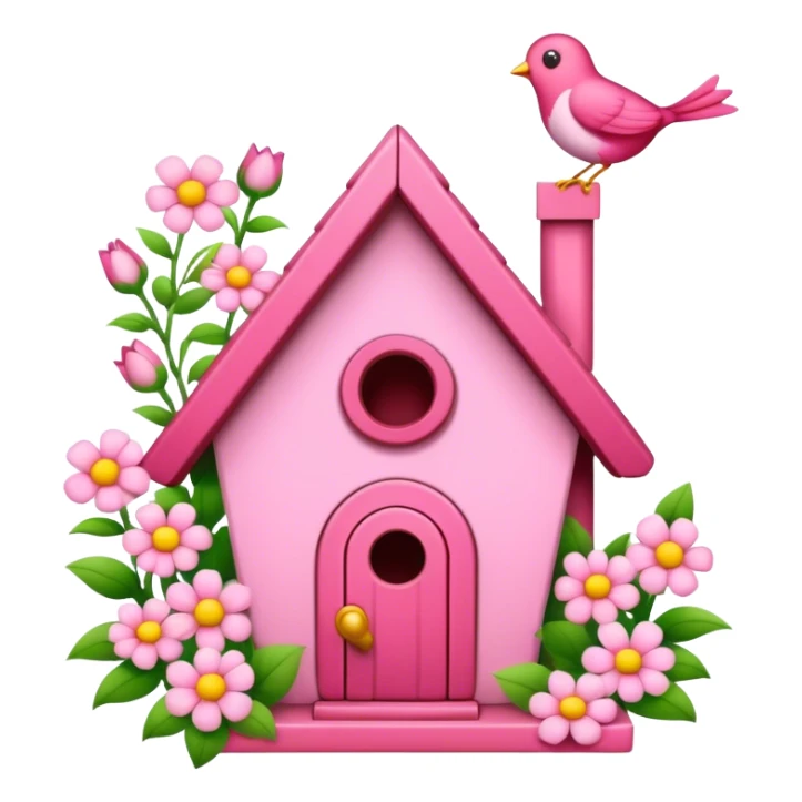 pink bird's house with flower sticker