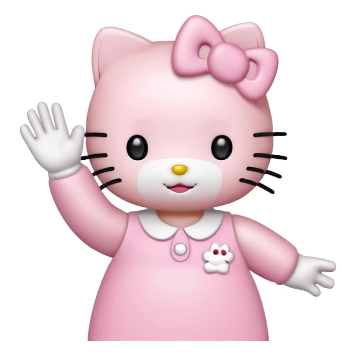 Hello Kitty waving, pink and white girly aesthetic, cute and charming icon style sticker