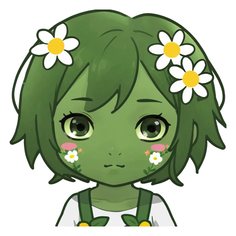 Cute chibi manga girl with flowers  sticker