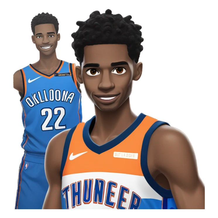 Shai Gilgeous-Alexander with oklahoma city thunder jersey and numbe 2  sticker