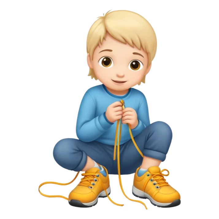 child tying shoelaces, happy and confident sticker