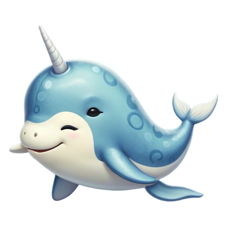 Meme-Worthy Cute Sleeping Narwhal Portrait Emoji, Head resting peacefully with a contented smile, showcasing a streamlined, mottled body with a softly spiraled ivory tusk and eyes gently closed in serene slumber, Simplified yet adorably endearing features, highly detailed, glowing with a soft, drowsy arctic light, high shine, relaxed and utterly lovable, stylized with an air of playful laziness, soft glowing outline, capturing the essence of a sleeping narwhal that feels destined to become the next viral icon of adorable rest! sticker