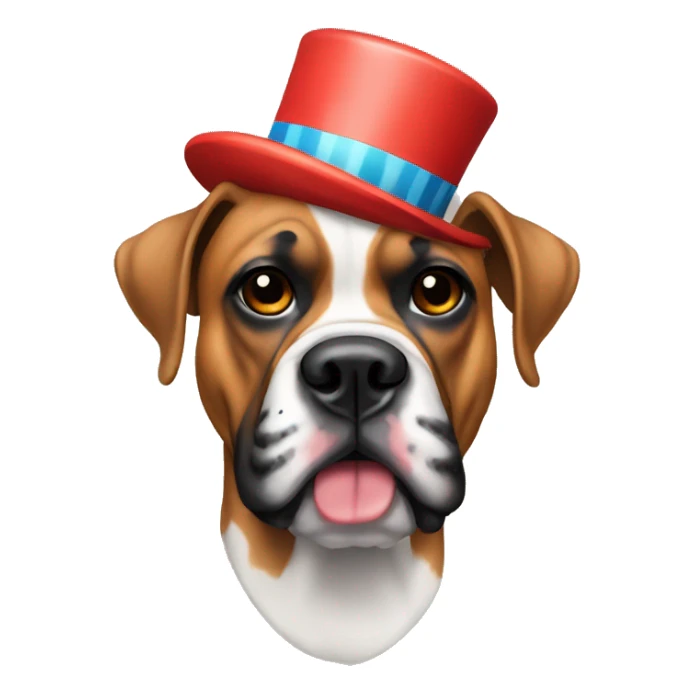 A fawn boxer dog wearing a clown mask  sticker