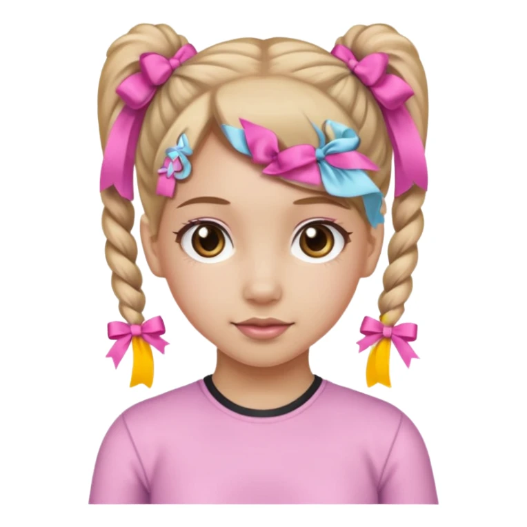 a bay girl with two ponytails and pink ribbons sticker