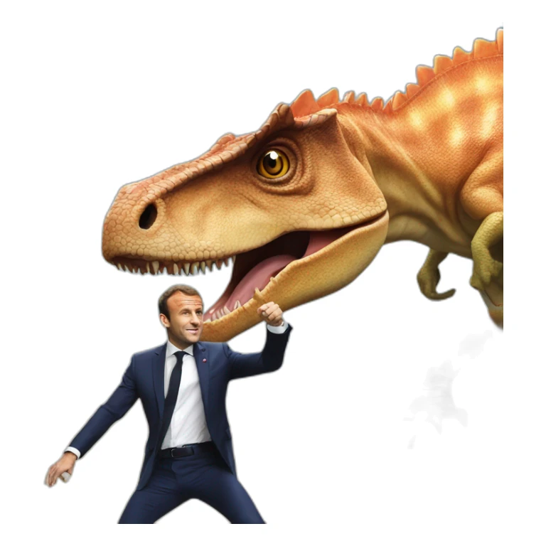 Emmanuel Macron qui chevauche un dinosaure sticker