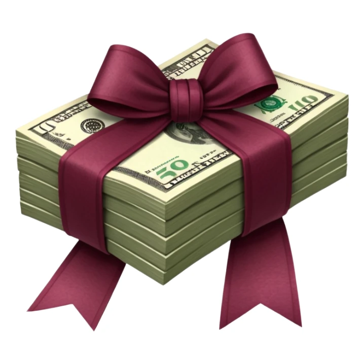 Dollar in burgundy colors, like a bundle of money sticker