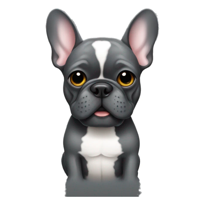 French bulldog full dark grey holding a beer sticker