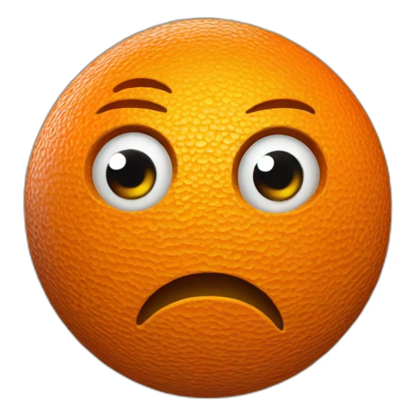 3d sphere with a cartoon orange skin texture with big thoughtful eyes sticker