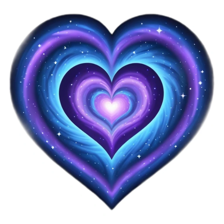 Sparkly shiny blue purple starry vortex-like Nebulae heart sticker