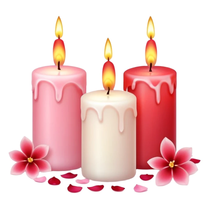 Romantic pastel white pastel pink and red candles with flower petals  sticker
