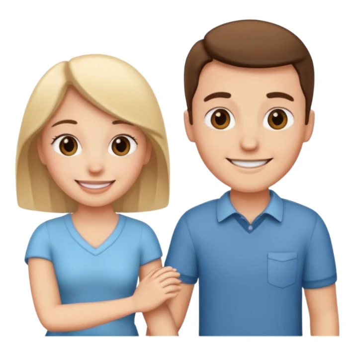 a couple sitting together, happy, simple apple emoji style sticker