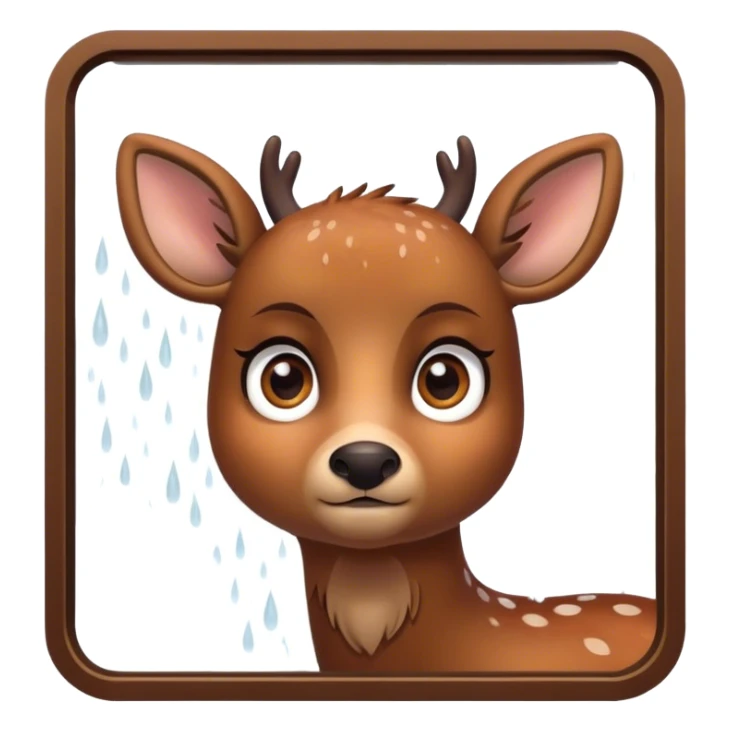 The deer looks sadly out the window in the rain. sticker