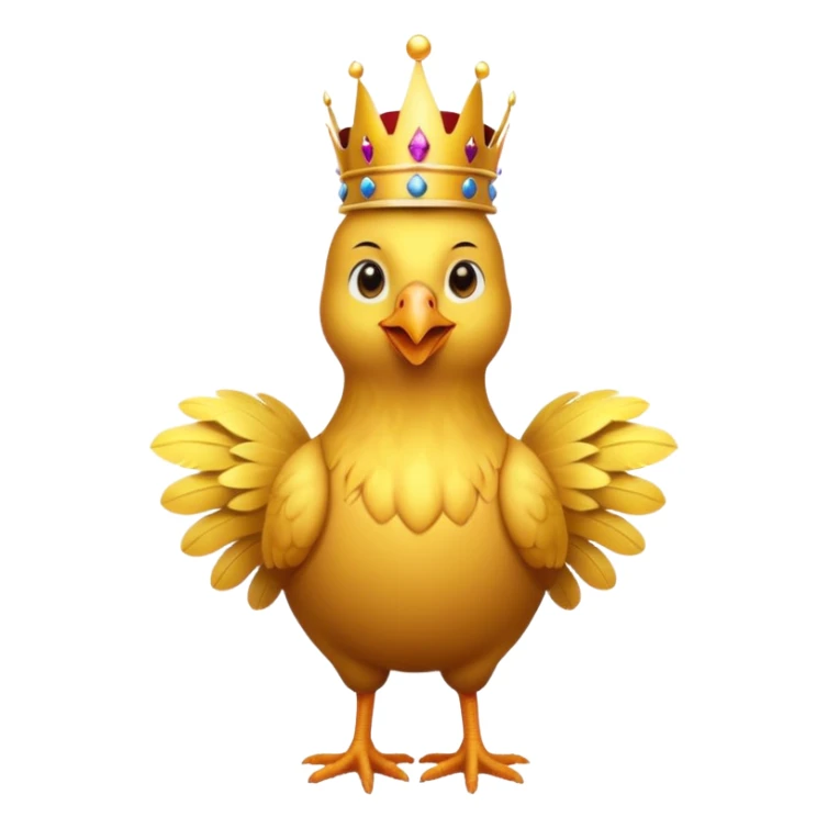 chicken King, standing, with crown, royal cloth sticker
