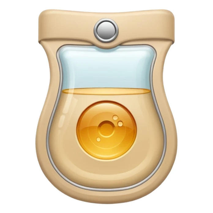 ostomy bag in beige with a circle in the middle sticker